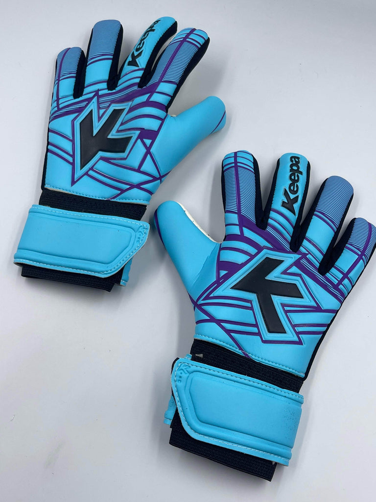 Keepa Guantes de portero Guantes Keepa Semiprofesional Rayas azul/morado Guantes Keepa Semiprofesional Rayas azul/morado