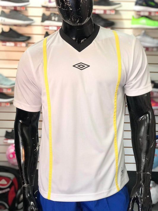 UMBRO Acceso Playera Umbro Entrenamiento Blanco Rayas Amarillas Playera Umbro Entrenamiento Blanco