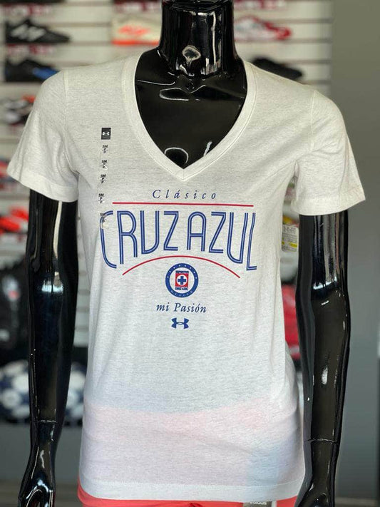 Under Armour Acceso Playera Algodón Cruz Azul Blanca Dama